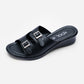 Ladies Double-Buckle Slide Sandals
