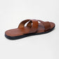 LEONE Men's Genuine Leather Cross-Strap Sandals
