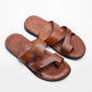 LEONE Men's Genuine Leather Cross-Strap Sandals